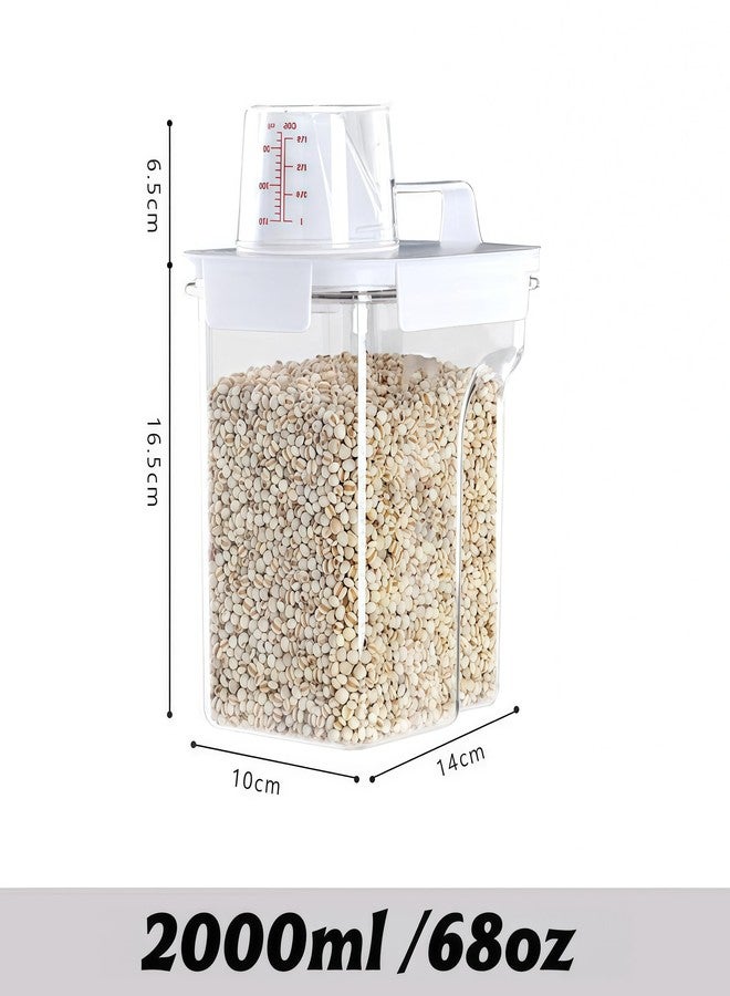Komost Airtight Food Storage Canisters with Measuring Cup - Ideal for Cereal, Flour & Sugar | Kitchen Pantry Organization Containers, Dry Food Storage Canisters (2000ml) - Image 2